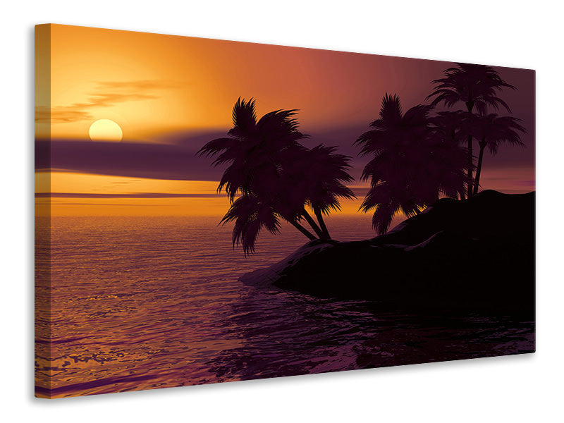 3-piece-canvas-print-the-lonely-island-in-the-sunset