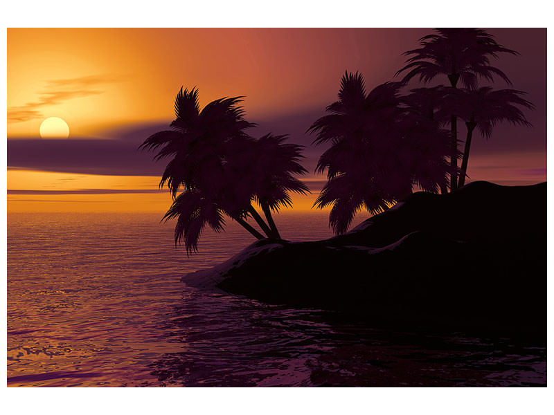 3-piece-canvas-print-the-lonely-island-in-the-sunset