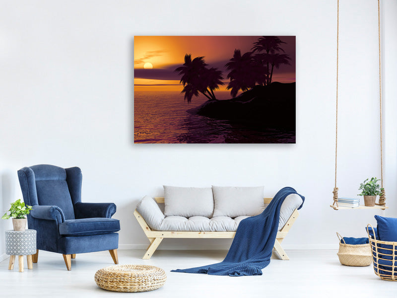 3-piece-canvas-print-the-lonely-island-in-the-sunset