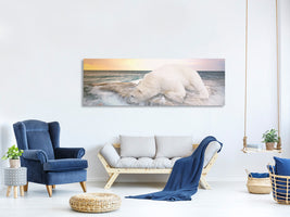 panoramic-3-piece-canvas-print-the-polar-bear-and-the-sea