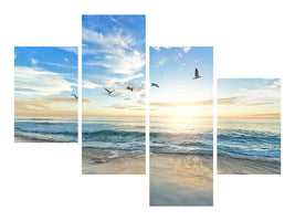 modern-3-piece-canvas-print-the-seagulls-and-the-sea-at-sunrise