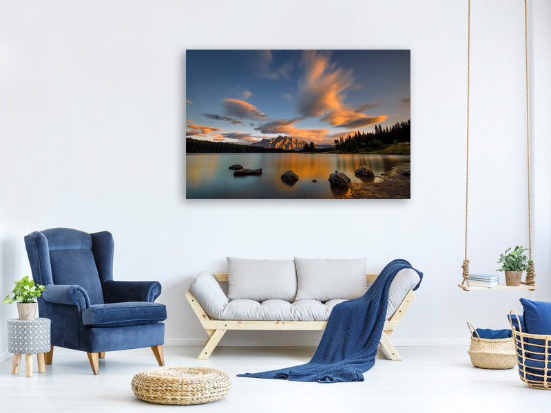 modern-4-piece-canvas-print-two-jack-lake-sunset