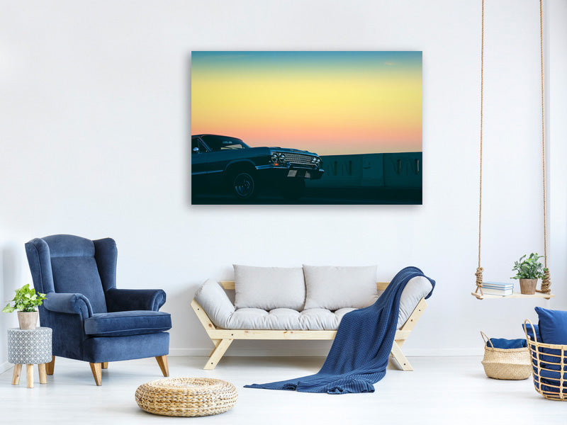 4-piece-canvas-print-vintage-car-in-the-evening-light