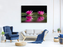 panoramic-canvas-print-water-lilies-duo-in-pink