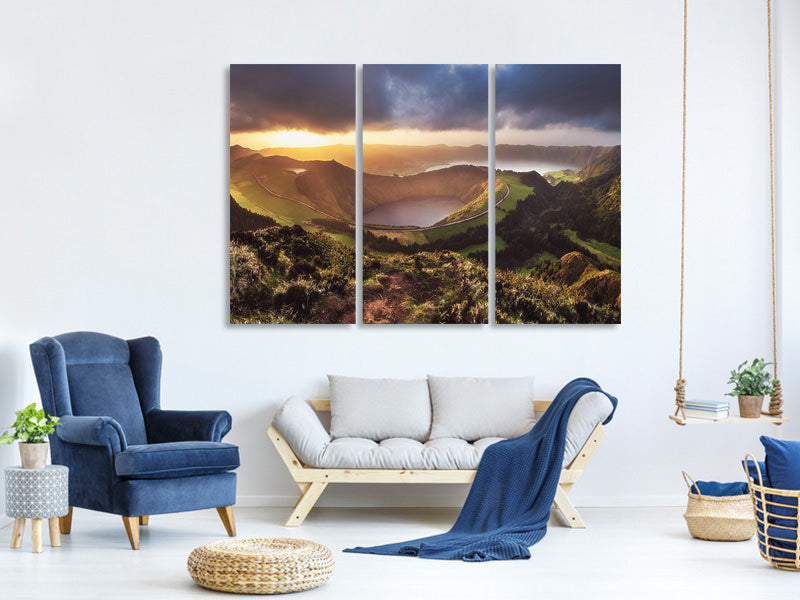 3-piece-canvas-print-azores-sete-cidades-sunset-panorama