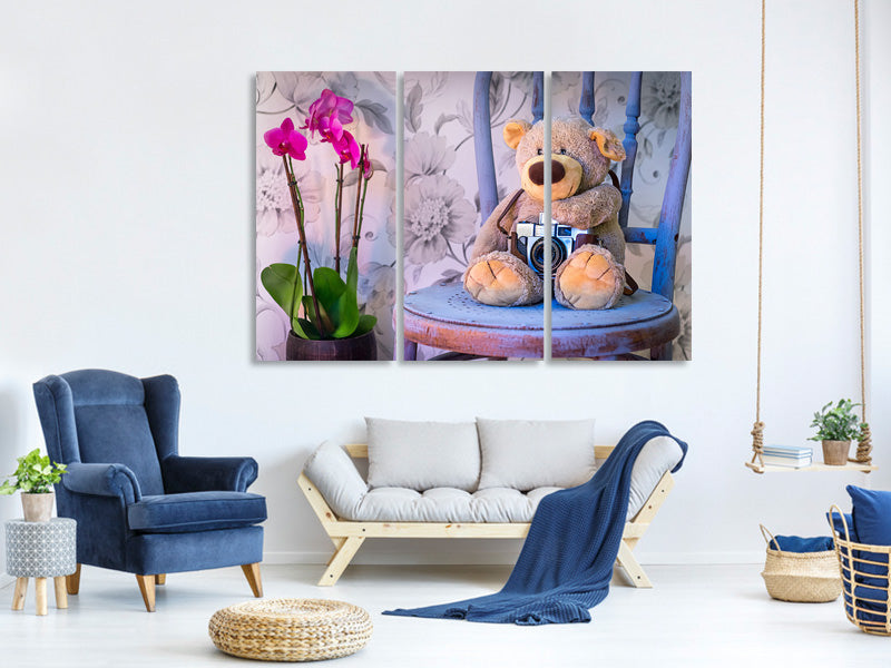 3-piece-canvas-print-camera-teddy-bear