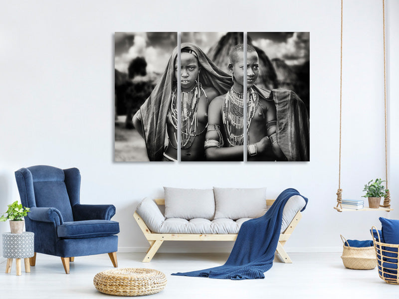 3-piece-canvas-print-karo-girls-sharing-a-scarf