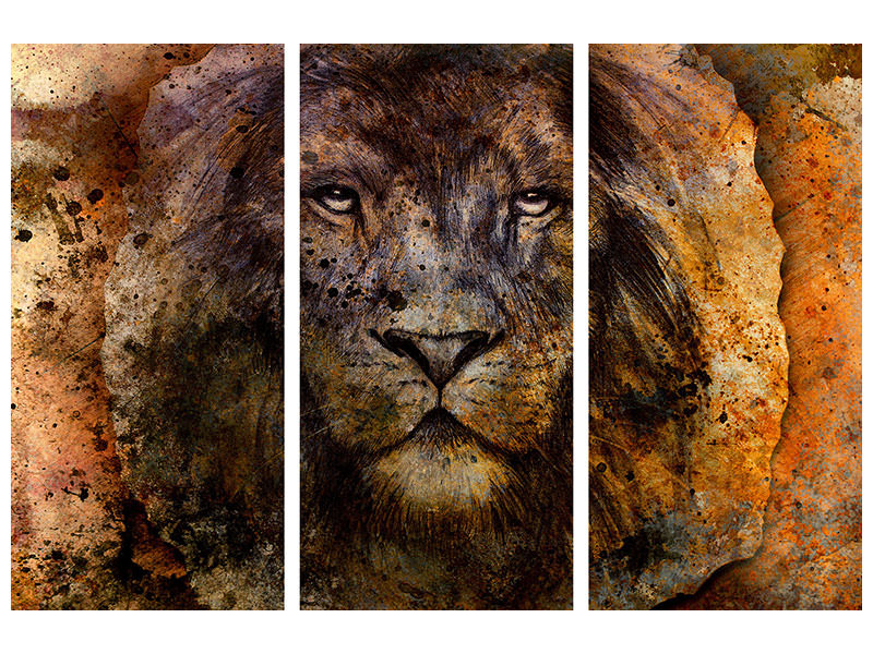 3-piece-canvas-print-portrait-of-a-lion-ii