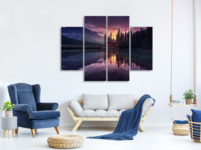 4-piece-canvas-print-lake-house-sunrise