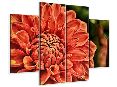 4-piece-canvas-print-painting-of-a-dahlia