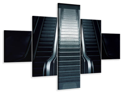 5-piece-canvas-print-escalator-in-the-dark