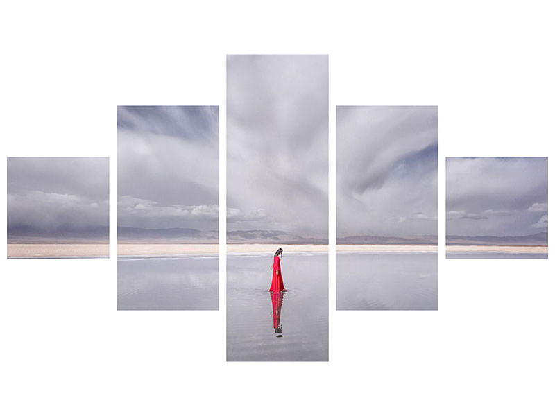 5-piece-canvas-print-lady-in-red