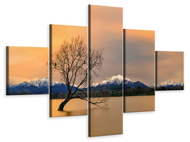 5-piece-canvas-print-morning-glow-of-the-lake-wanaka