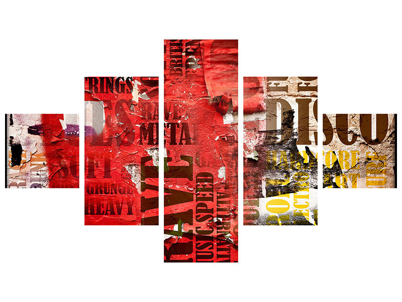 5-piece-canvas-print-music-text-in-grunge-style