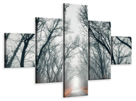 5-piece-canvas-print-mysterious-mood-in-the-forest