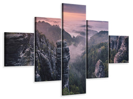 5-piece-canvas-print-sunrise-on-the-rocks
