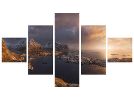 5-piece-canvas-print-sunrise-over-reine