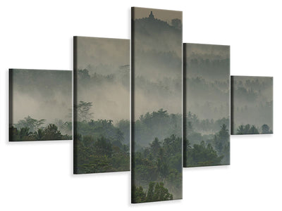 5-piece-canvas-print-temple-in-the-mist