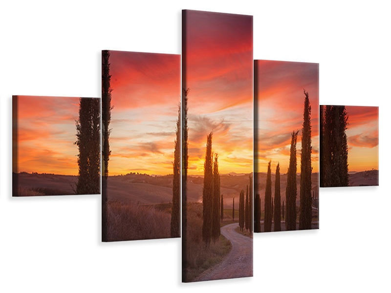 5-piece-canvas-print-tuscany-sunset
