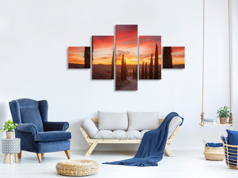 5-piece-canvas-print-tuscany-sunset