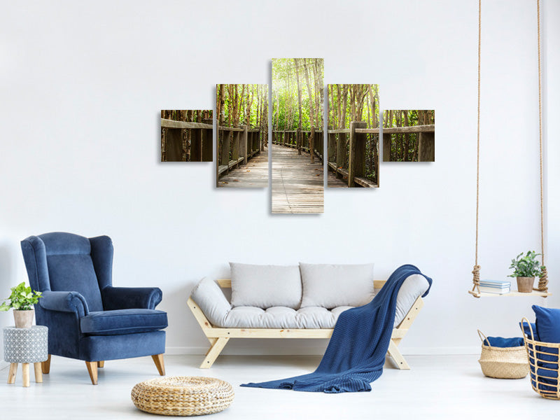 5-piece-canvas-print-wooden-bridge