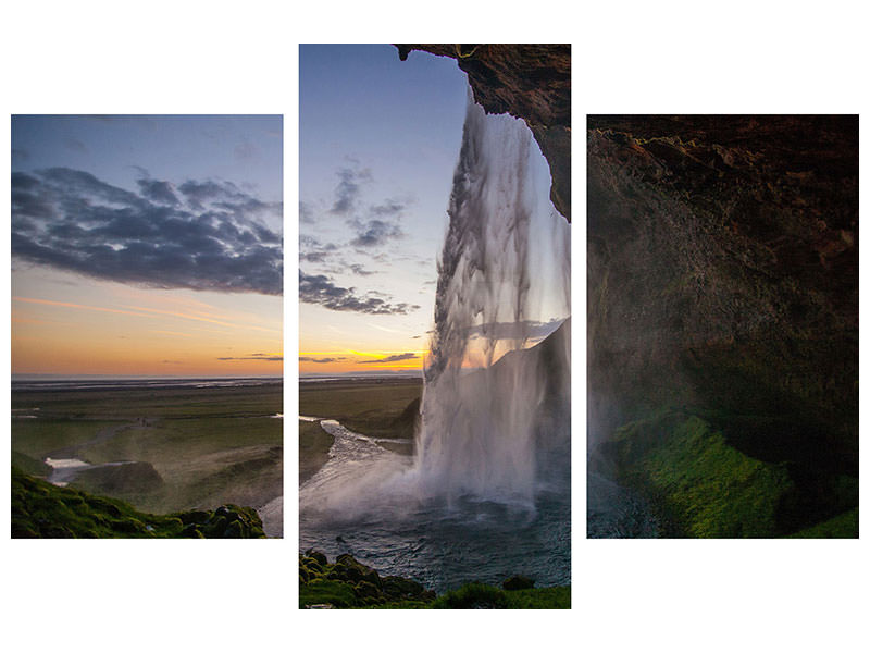 modern-3-piece-canvas-print-evening-mood-at-the-waterfall