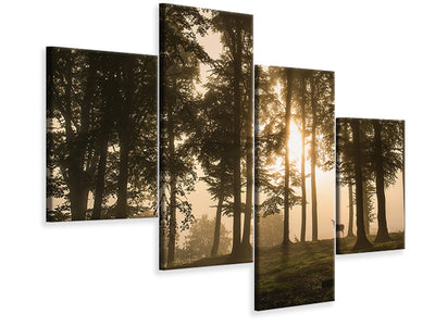 modern-4-piece-canvas-print-deer-in-the-morning-mist