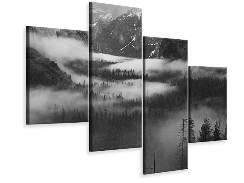 modern-4-piece-canvas-print-fog-floating-in-yosemite-valley