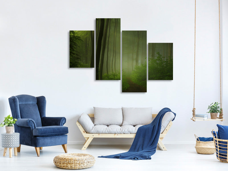 modern-4-piece-canvas-print-forest-morning