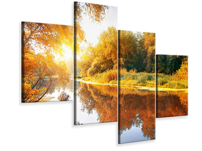 modern-4-piece-canvas-print-forest-reflection-in-water