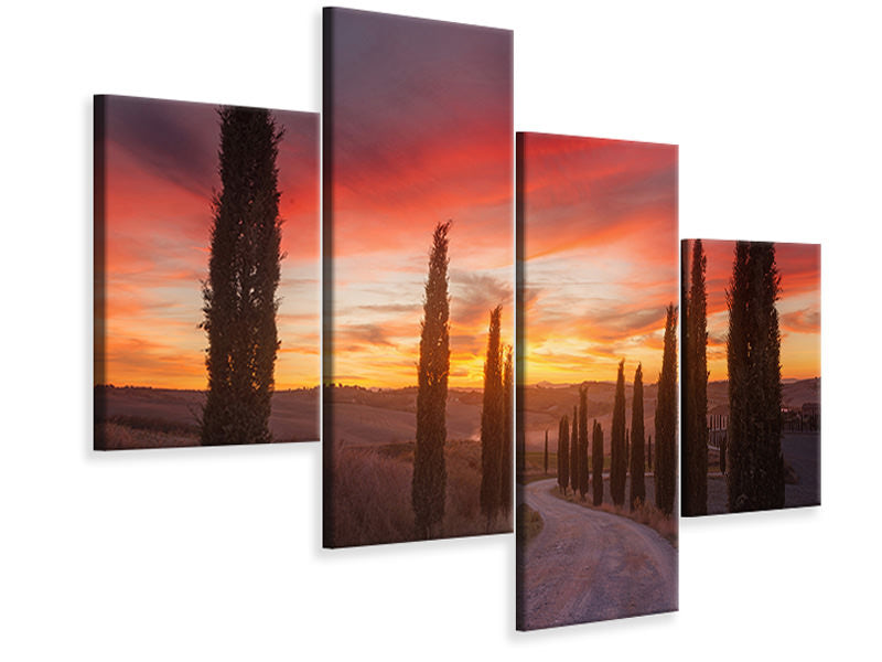 modern-4-piece-canvas-print-tuscany-sunset