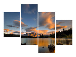 modern-4-piece-canvas-print-two-jack-lake-sunset